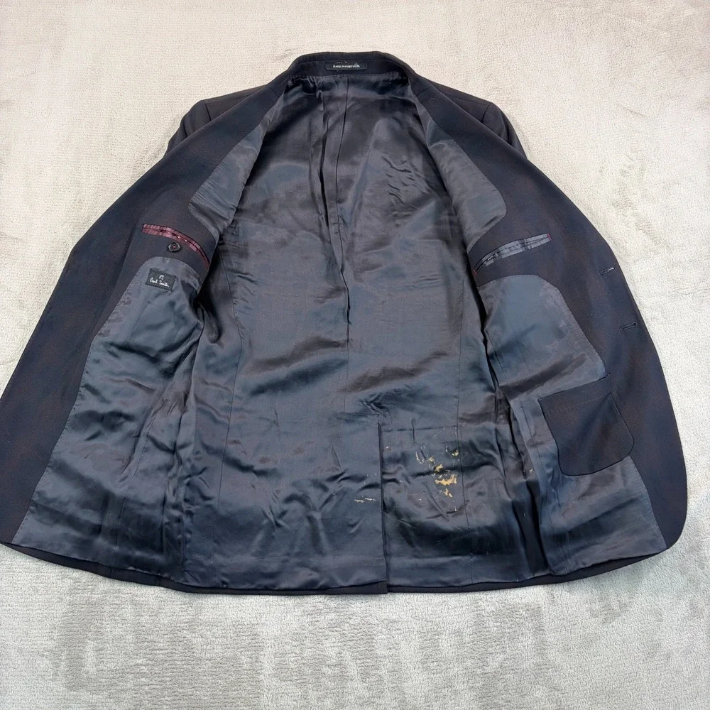 Paul Smith Sports Coat Blazer Jacket 38 Navy Multi Plaid Wool Designer $1295‎